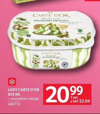 Lody Carte D'Or Pistachio Delight promocja w Selgros