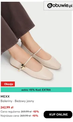 Baleriny beżowy jasny Mexx promocja w eobuwie.pl