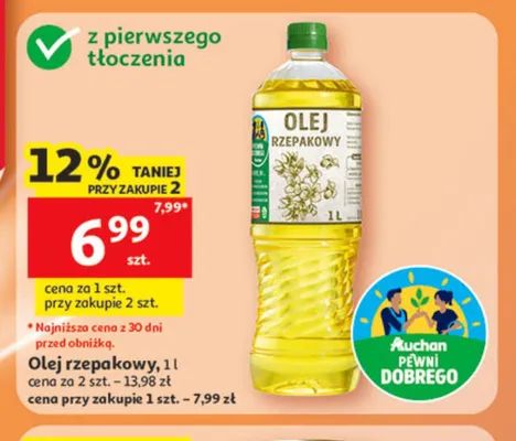 Olej rzepakowy Auchan Pewni Dobrego promocja w Auchan