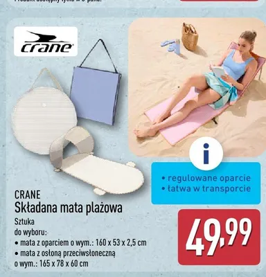 Składana mata plażowa CRANE promocja w Aldi