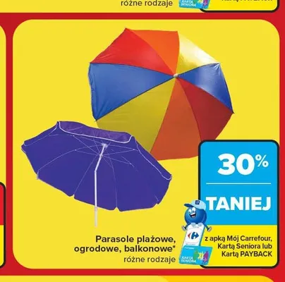 Parasol plażowy ogrodowy balkonowy promocja w Carrefour
