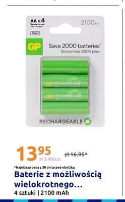 Baterie akumulatorki Gp Aa 2100mAh 4-pak promocja w Action