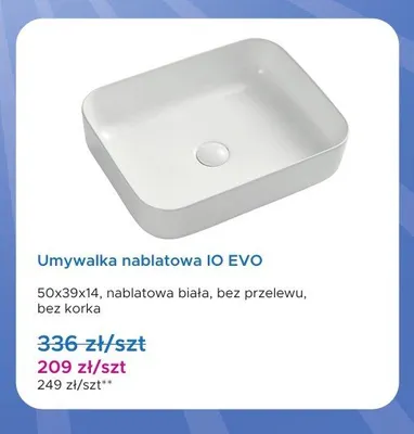 Umywalka nablatowa IO EVO 50x39x14 cm promocja w Blu Salony Łazienek