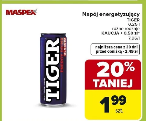 Napój energetyzujący różne rodzaje promocja w Carrefour Market