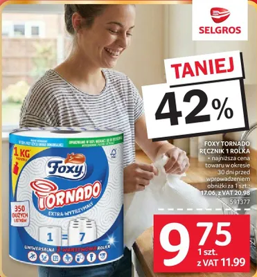Ręcznik papierowy Foxy Tornado 1 rolka promocja w Selgros