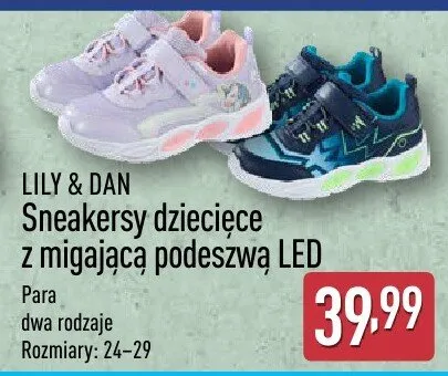 Sneakersy dziecięce z migającą podeszwą LED promocja w Aldi