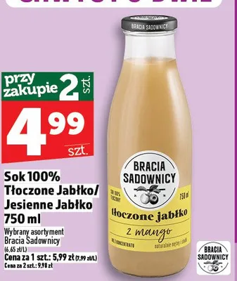 Sok 100% tłoczone jabłko promocja w TOPAZ