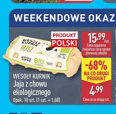 Jajka kurze z chowu ekologicznego Wesoły Kurnik promocja w Aldi