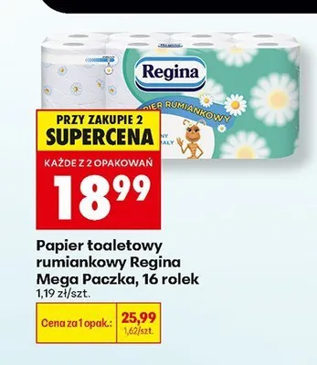 Papier toaletowy rumiankowy Regina Mega Paczka promocja w Biedronka