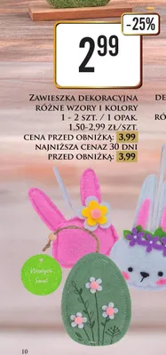 Zawieszka dekoracyjna różne wzory i kolory promocja w Dino