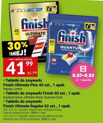 Tabletki do zmywarki Finish Ultimate Plus Regular 45szt. promocja w Twój Market