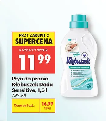 Płyn do prania Kłębuszek Dada Sensitive 1,5l promocja w Biedronka