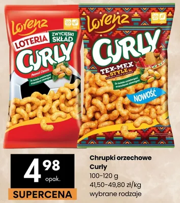 Chrupki orzechowe Curly Tex-Mex Style promocja w Delikatesy Centrum