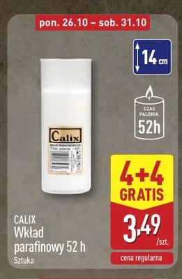 Wkład parafinowy 52 h Calix promocja w Aldi