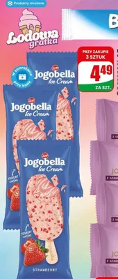 Lody na patyku strawberry Jogobella Zott promocja w Dino