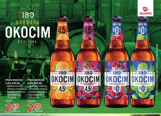 Piwo Okocim Malina z Borówką Amerykańską promocja w Selgros