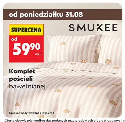 Komplet pościeli bawełnianej Smukee promocja w Biedronka