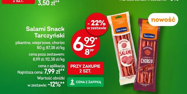 Salami Snack Tarczyński wieprzowe promocja w Żabka