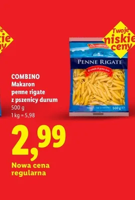 Makaron penne rigate z pszenicy durum Combino promocja w Lidl