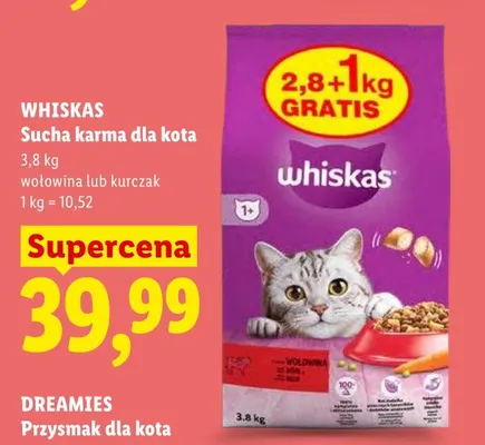 Sucha karma dla kota Whiskas z kurczakiem promocja w Lidl