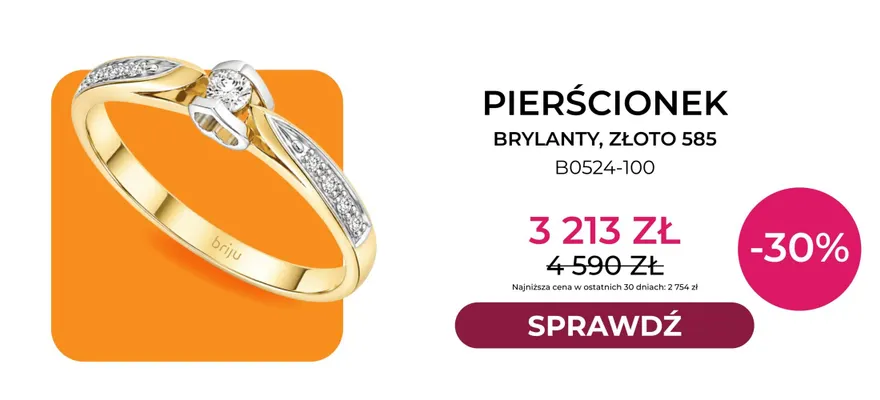 Pierścionek brylanty złoto 585 B0524-100 Briju promocja w Briju