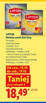 Herbata czarna Earl Grey Lemon Lipton promocja w Lidl