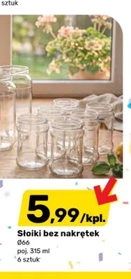 Słoiki bez nakrętek Ø66 poj. 315ml 6-pak promocja w Bricomarche
