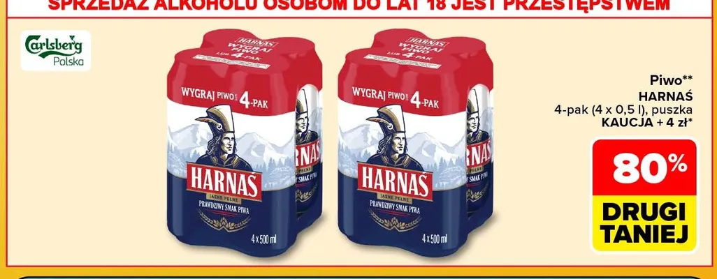 Piwo Harnaś 4-pak promocja w Carrefour Market