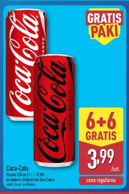 Napój gazowany Coca-Cola Zero Cukru promocja w Aldi