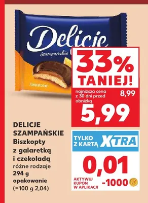 Biszkopty z galaretką i czekoladą Delicje Szampańskie promocja w Kaufland