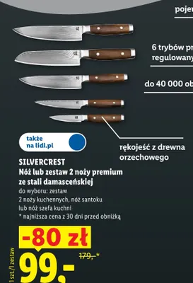 Zestaw 2 noży kuchennych premium ze stali damasceńskiej Silvercrest promocja w Lidl