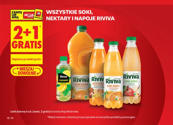 Soki nektary i napoje Riviva promocja w Biedronka