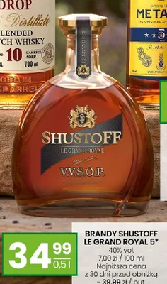 Brandy Shustoff Le Grand Royal 5* 40% vol. promocja w Twój Market