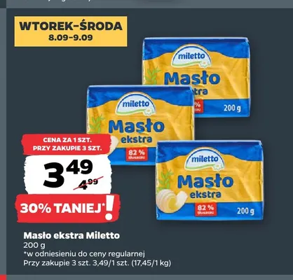 Masło ekstra Miletto promocja w Netto