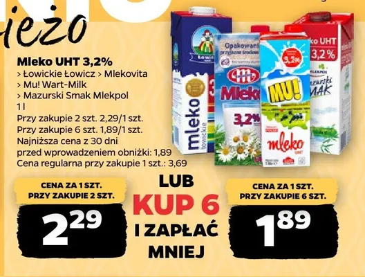 Mleko UHT 3,2% Mlekovita promocja w Netto