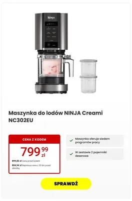 Maszynka do lodów NINJA Creami NC302EU promocja w Media Expert