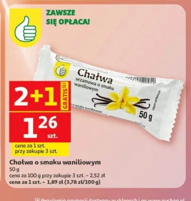 Chałwa sezamowa o smaku waniliowym promocja w Auchan