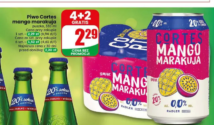 Piwo bezalkoholowe Cortes Mango Marakuja promocja w Dino