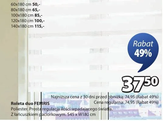 Roleta duo FENRIS promocja w Jysk