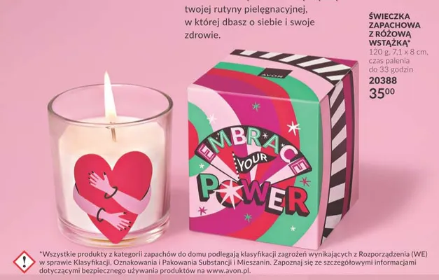 Świeczka zapachowa z różową wstążką Avon promocja w AVON