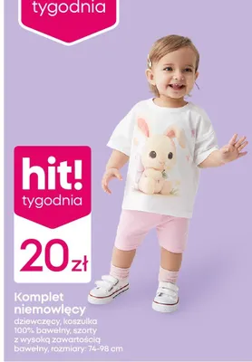 Komplet niemowlęcy dziewczęcy: szorty i koszulka z bawełny promocja w Pepco