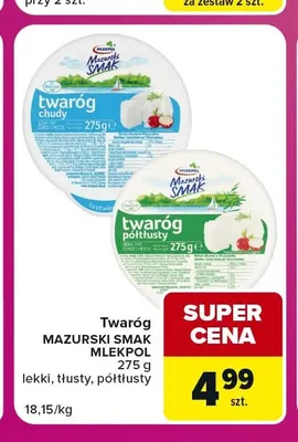 Twaróg Mazurski Smak Mlekpol lekki promocja w Carrefour Market
