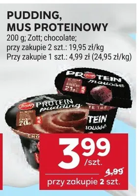 Pudding proteinowy Zott chocolate promocja w Stokrotka