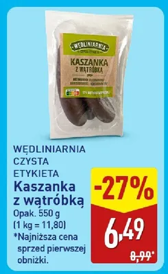 Kaszanka z wątróbką Wędliniarnia Czysta Etykieta promocja w Aldi
