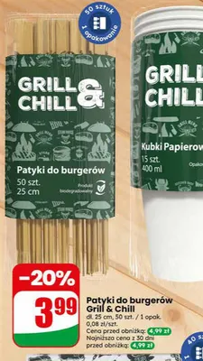 Patyki do burgerów Grill & Chill 25cm promocja w Dino