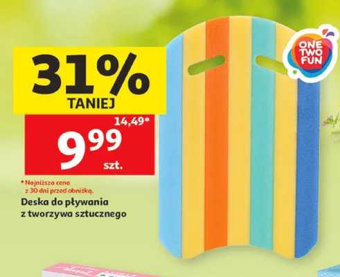 Deska do pływania z tworzywa sztucznego One Two Fun promocja w Auchan