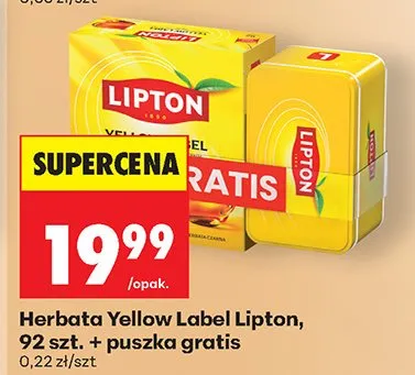 Herbata Yellow Label 92szt. + puszka gratis promocja w Biedronka