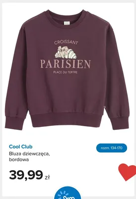 Bluza dziewczęca Cool Club bordowa promocja w Smyk
