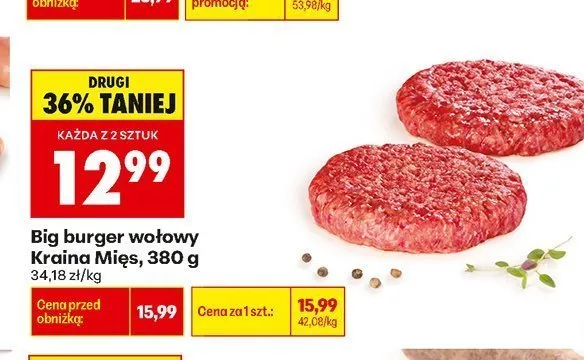 Big burger wołowy Kraina Mięs promocja w Biedronka