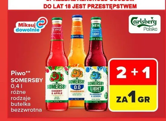 Piwo bezalkoholowe Somersby Mandarin promocja w Carrefour Market